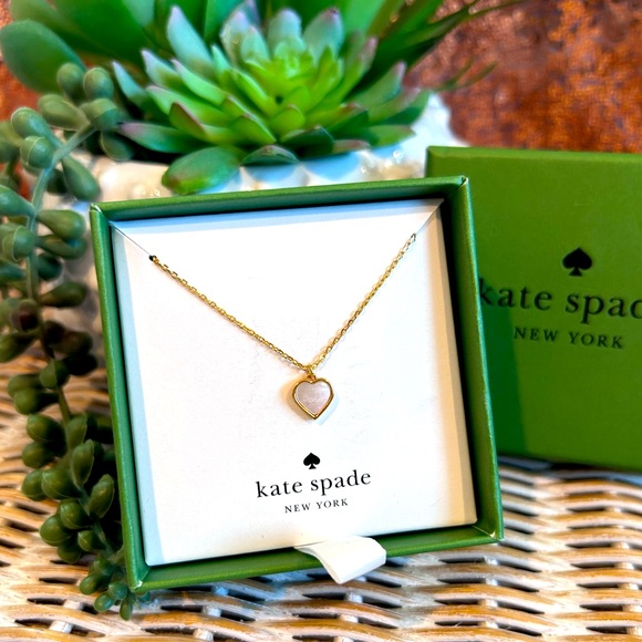 kate spade Jewelry - Kate Spade My Love Pavé Heart Pendant necklace in gold-plated mother-of-pearl